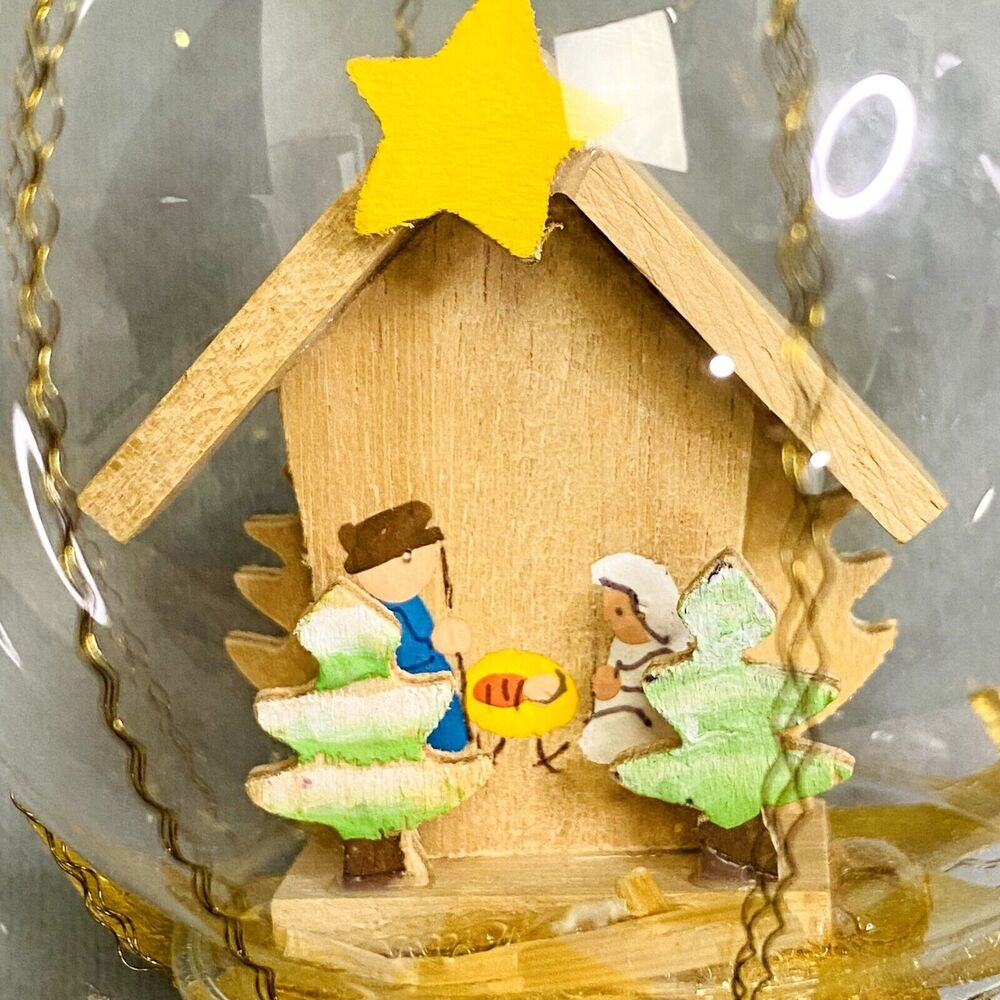 Vintage Diorama Nativity Birth of Christ Christmas West Germany Ornament Holiday